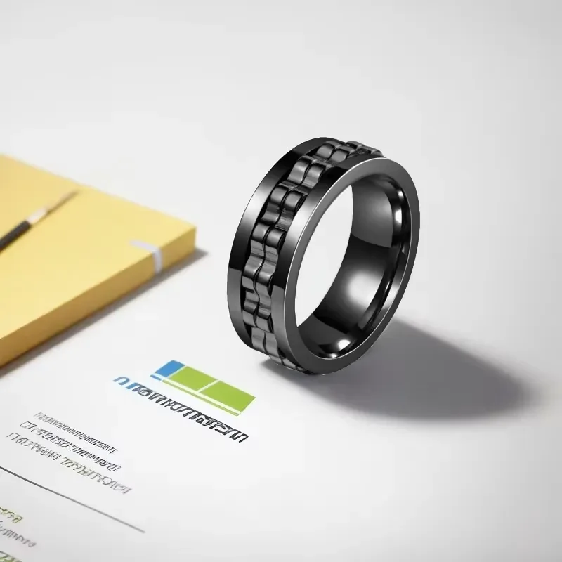 Fashion Stress-relief Polished Titanium Steel Ring Anxiety-reducing Gear-rotating