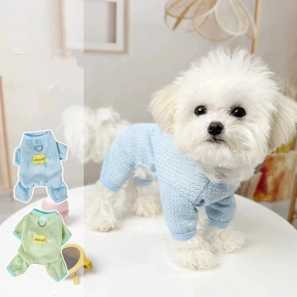 Breathable Mesh Dog Sun Protection Clothes Quick Drying with Traction Summer Pet Clothes Thin Dog Cooling Jumpsuit Travel
