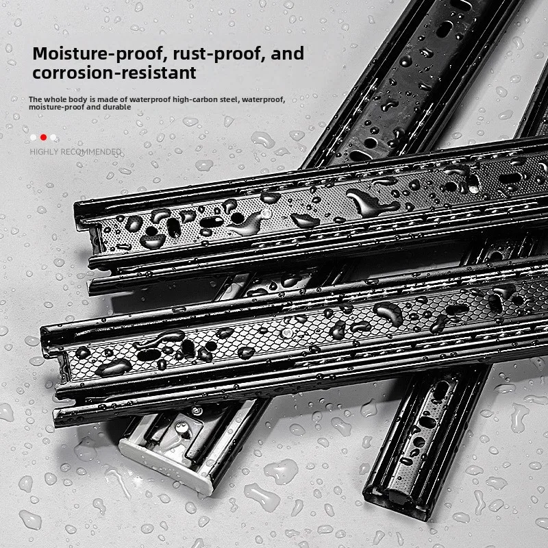 Stainless Steel Drawer Slides 3-Fold Soft Close Silent Damping Slide Rail No-Drilling Side Mount Drawer Runners
