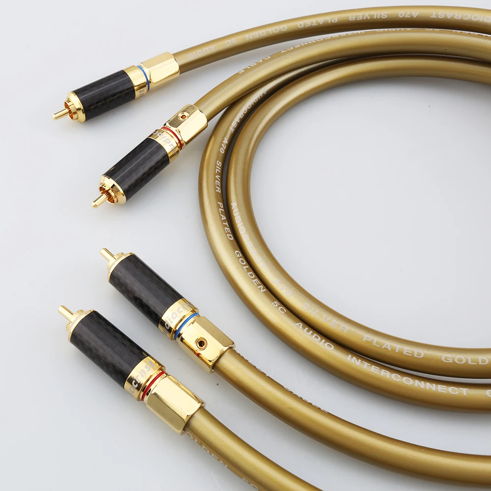 Hoge Kwaliteit Paar HI Fi RCA Kabel Hifi Audiocrast A70 Met Koolstofvezel RCA Plug Kabel Hetzelfde Als Cardas Hexlink Gouden 5-C Kabel