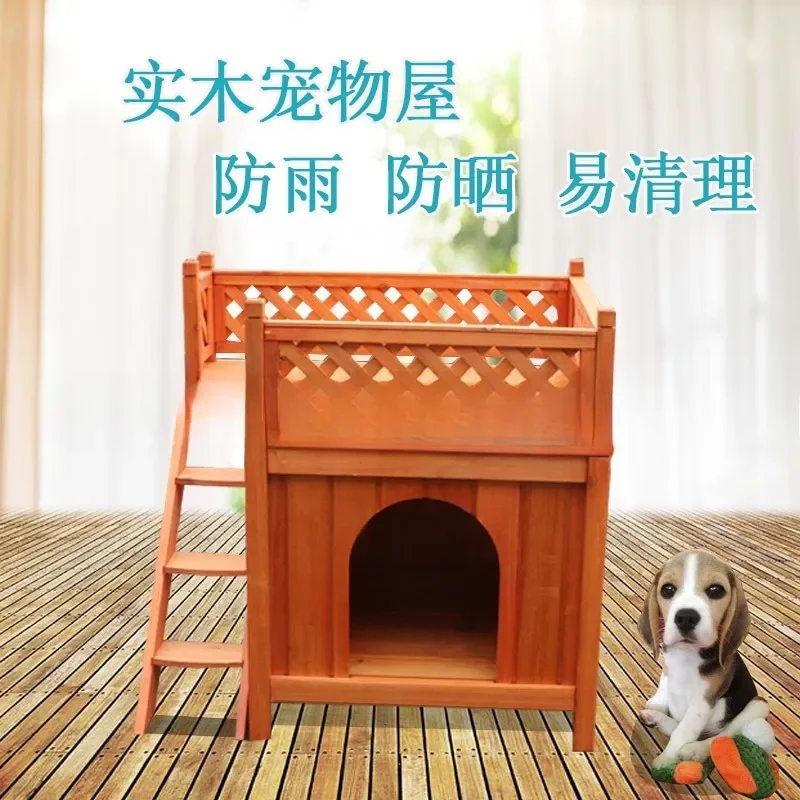 Wooden Double Deck Dog Cage Small Pet Kennel Butterfly Style Cat Villa Furniture Indoor House Nest for Puppy Kitten Cattery