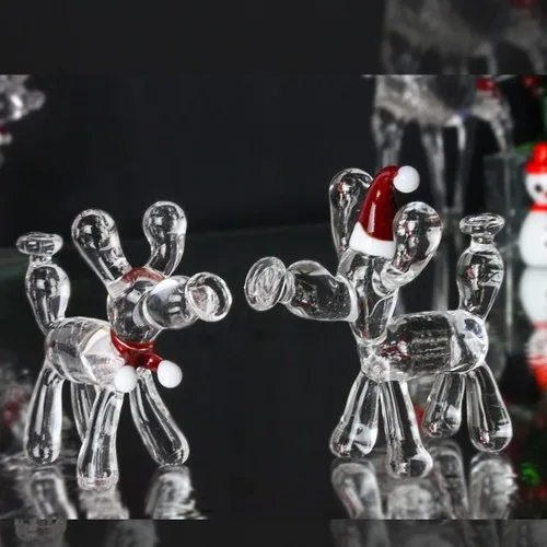 Adamodart Christmas Themed Murano Glass Balloon Dog Mini Trinket 2'li Set