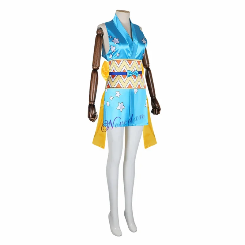 Anime Wano Land Nami Cosplay Kostüm Wanokuni Stil Nami Kimono Kleid Outfit Frauen Halloween Karneval Kostüm Perücke