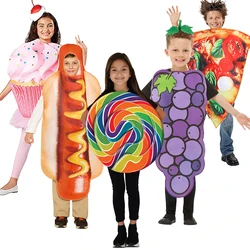 2025 Boy Noodle Hot Dog Children Peanut Butter Jelly Food Halloween Outfit Girls Cupcake Dress Up Lollipop Costume Kids