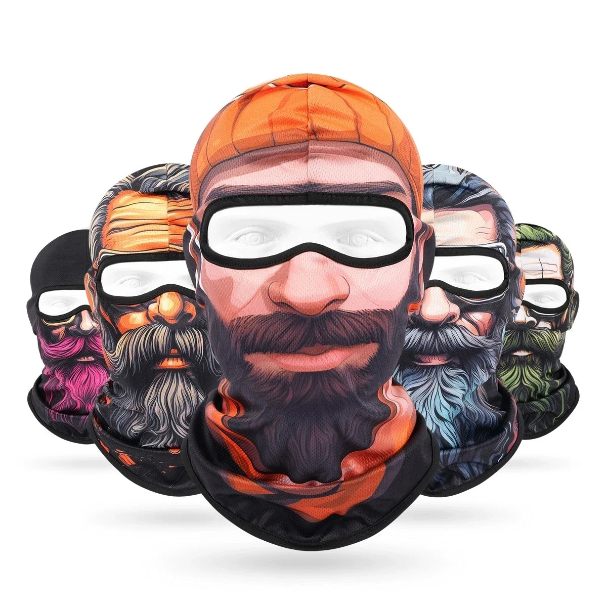 New Beard Men Printed Cycling Mask Hood Caps Unisex Outdoor Motorcycle Riding Balaclava Hat Breathable Sunscreen Neck Head Cover