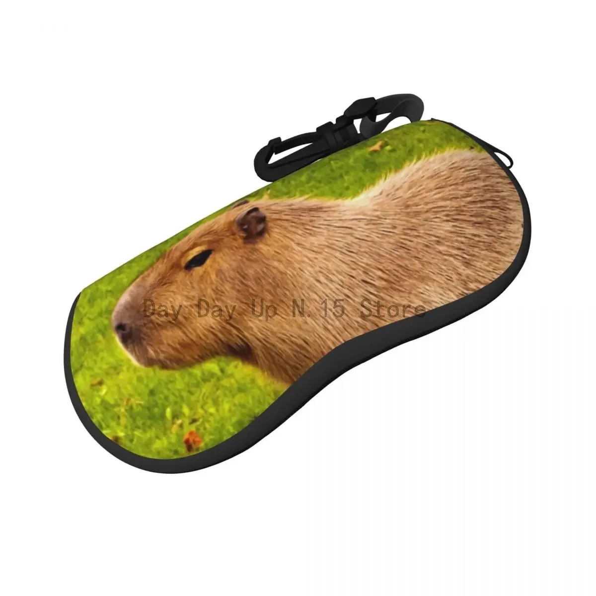 Capybara Horizontal Glasses Case worlds largest rodent smile unusual animal Daily Classic Sunglasses Pouch Zip Eyewear Organizer