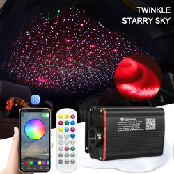 Lumière LED à fibre optique scintillante Pro Smart Bluetooth, effet ciel étoilé de voiture RGBW, plafonnier, câble à fibre optique, 12V DC