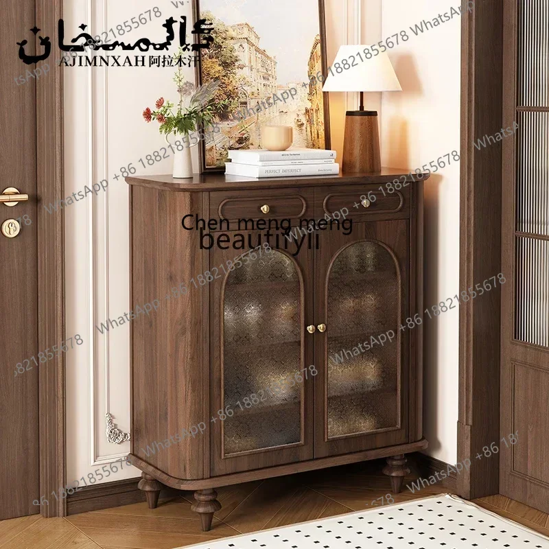 X armoire à chaussures française en bois massif amérique du nord noyer noir américain lumière luxe maison rangement armoire à chaussures rétro StorageQ