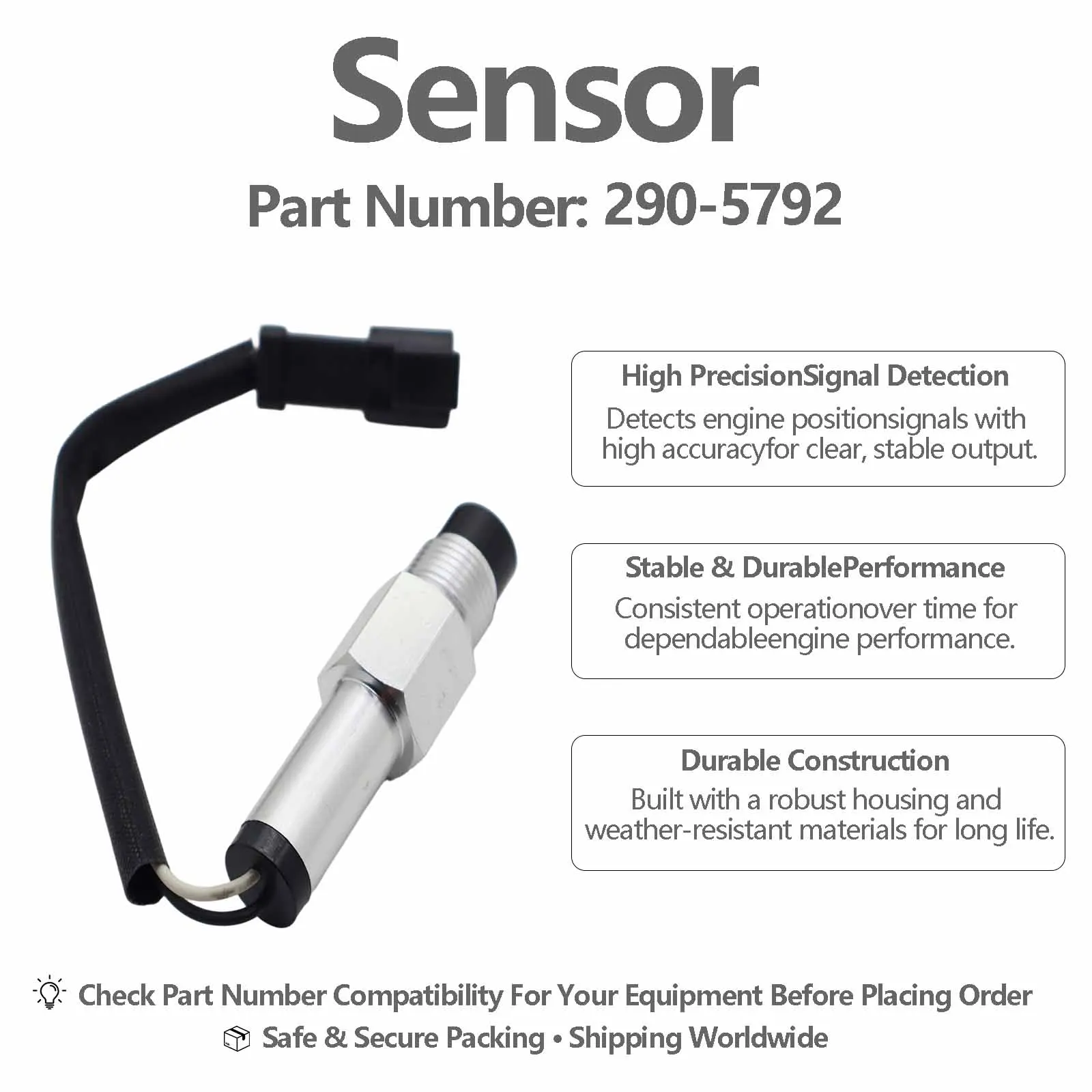 High-output magnetic speed sensor 290-5792 For Caterpillar CAT 657 651 Wheeled Self-Propelled Scrapers