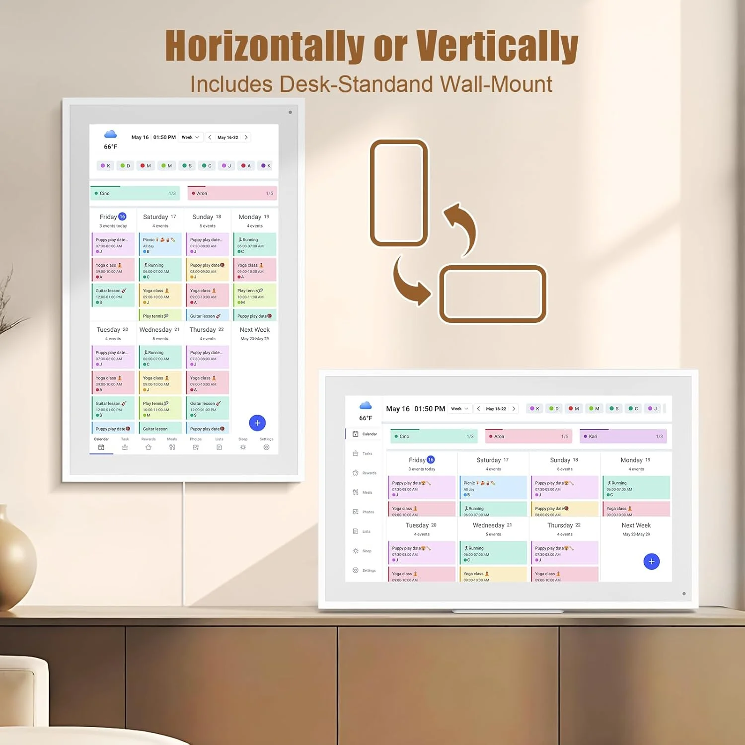 24 inch Family Shared Calendar The Digital Wall Calendar Touch Screen Seamlessly Syncs And Editschedules Together On One Screen