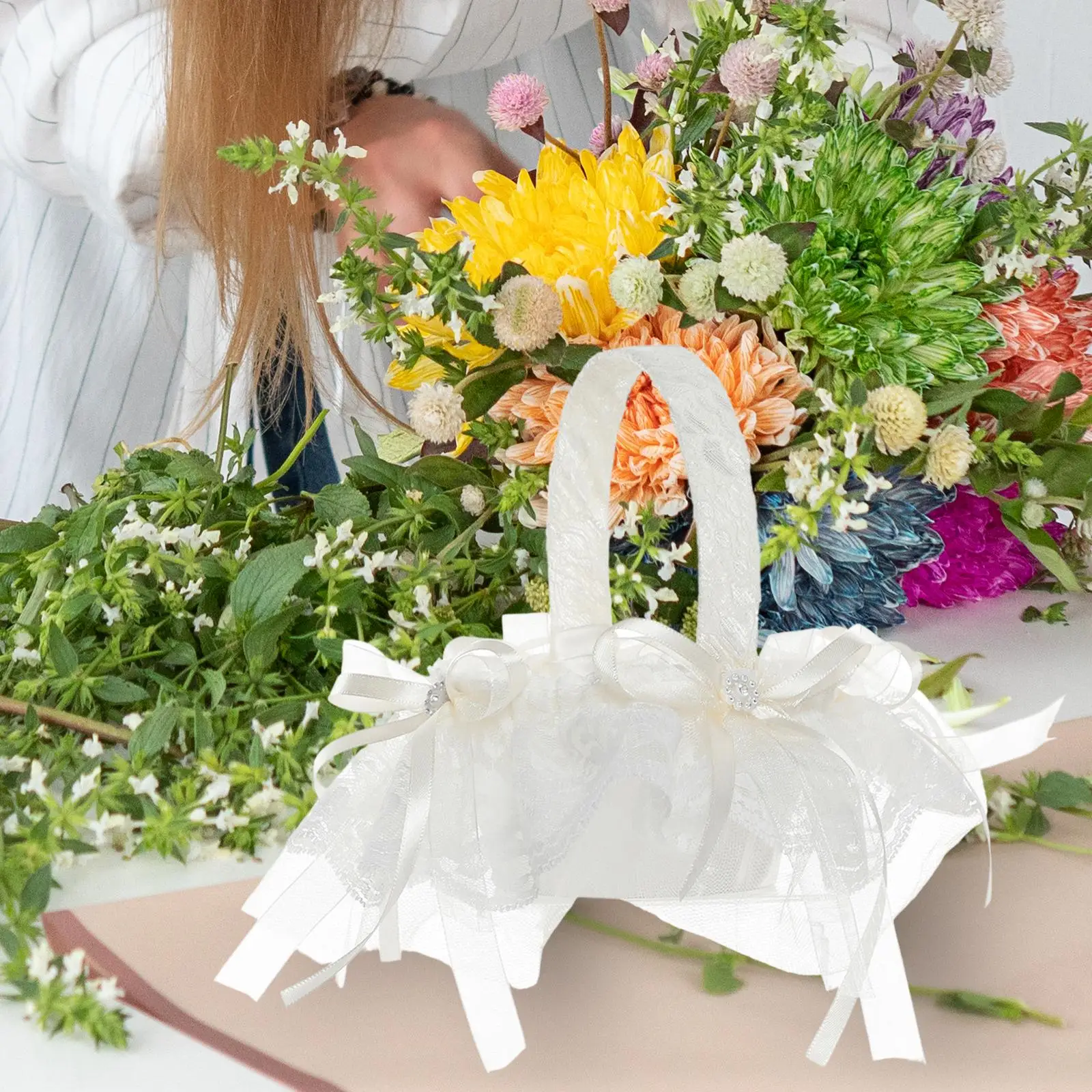 Wedding Basket Handled Wedding Decorative Accessory for Garden Events Hotel