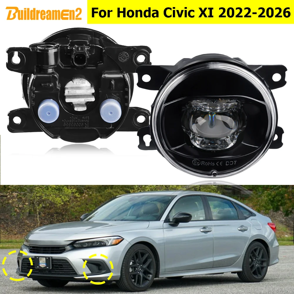 

2 Pieces 30W Car LED Fog Light Assembly Daylight 8000LM 12V For Honda Civic XI Sedan Hatchback (FE) 2022 2023 2024 2025 2026