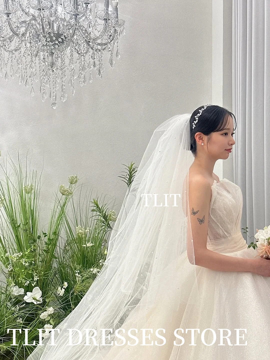 TLIT Sparkly White Silk Tulle A-Line Wedding Dresses Customized Sweetheart Bridal Gowns Korea Wedding Dresses Photos Shoot