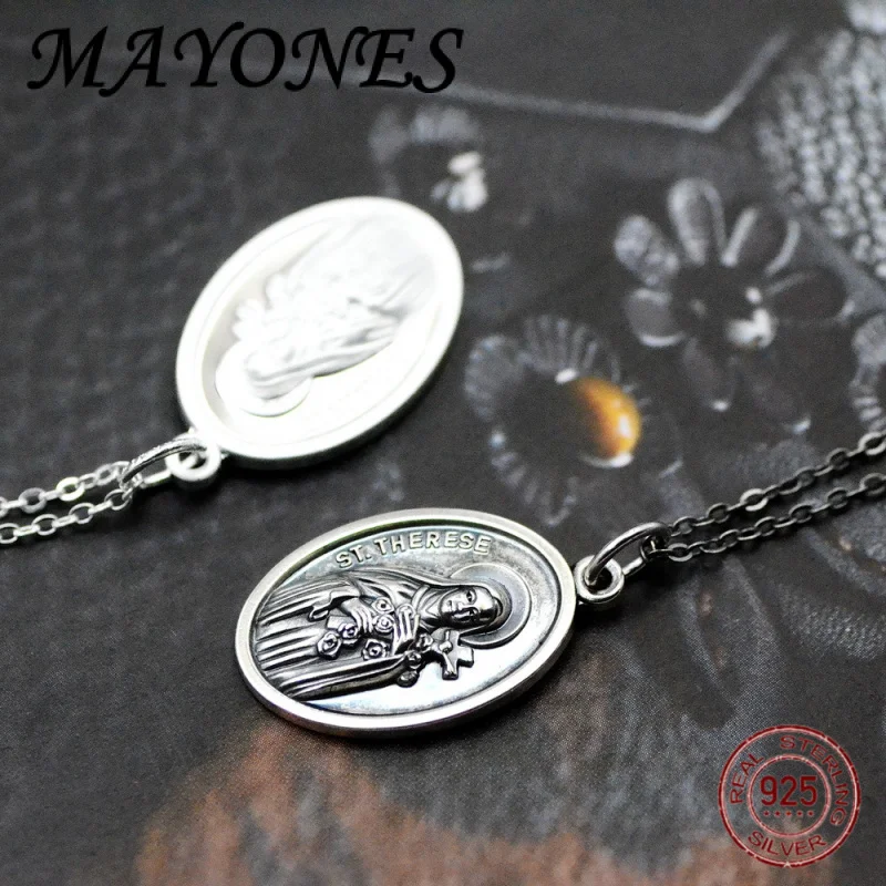

NEW 925 Sterling Silver Vintage Portrait Pendant Women's Fashion Original Design Oval Necklace Pendant