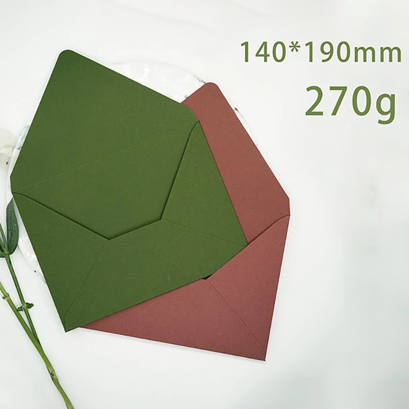 Green Envelopes 10pcs/lot Thickening 270g High-grade Busines Supplies Postcards 19x14cm Envelope Giftbox for Wedding Invitations