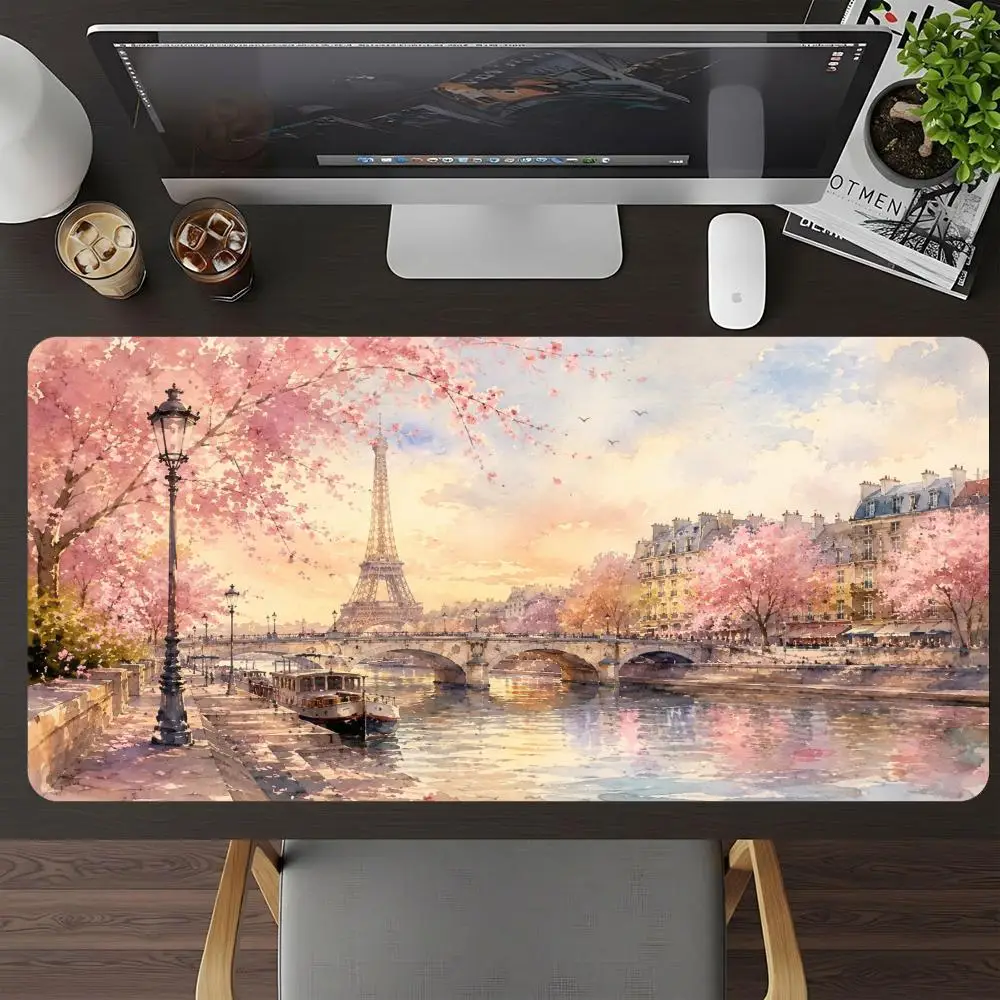 Pink Sakura Shop Play Mat Smooth Cloth Surface Stitched Edges Mousepad For Student Dorm Decor