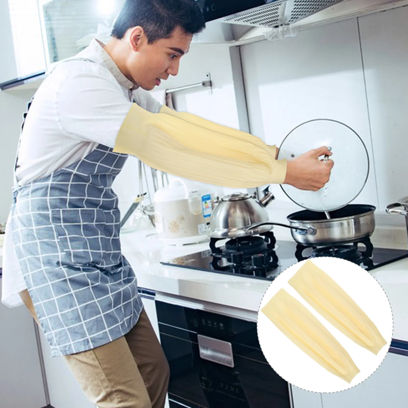 

1 Pair Waterproof Rubber Oversleeves Oilproof Arm Protection For Kitchen Cleaning Painting Gardening Car Washing Dog Grooming