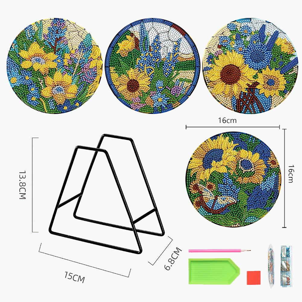 4PCS Kitchen Dish Mat Graceful Butterfly Wooden Eco-Friendly Placemat Phoenix Hummingbird Diamond Painted Placemat Tableware Mat
