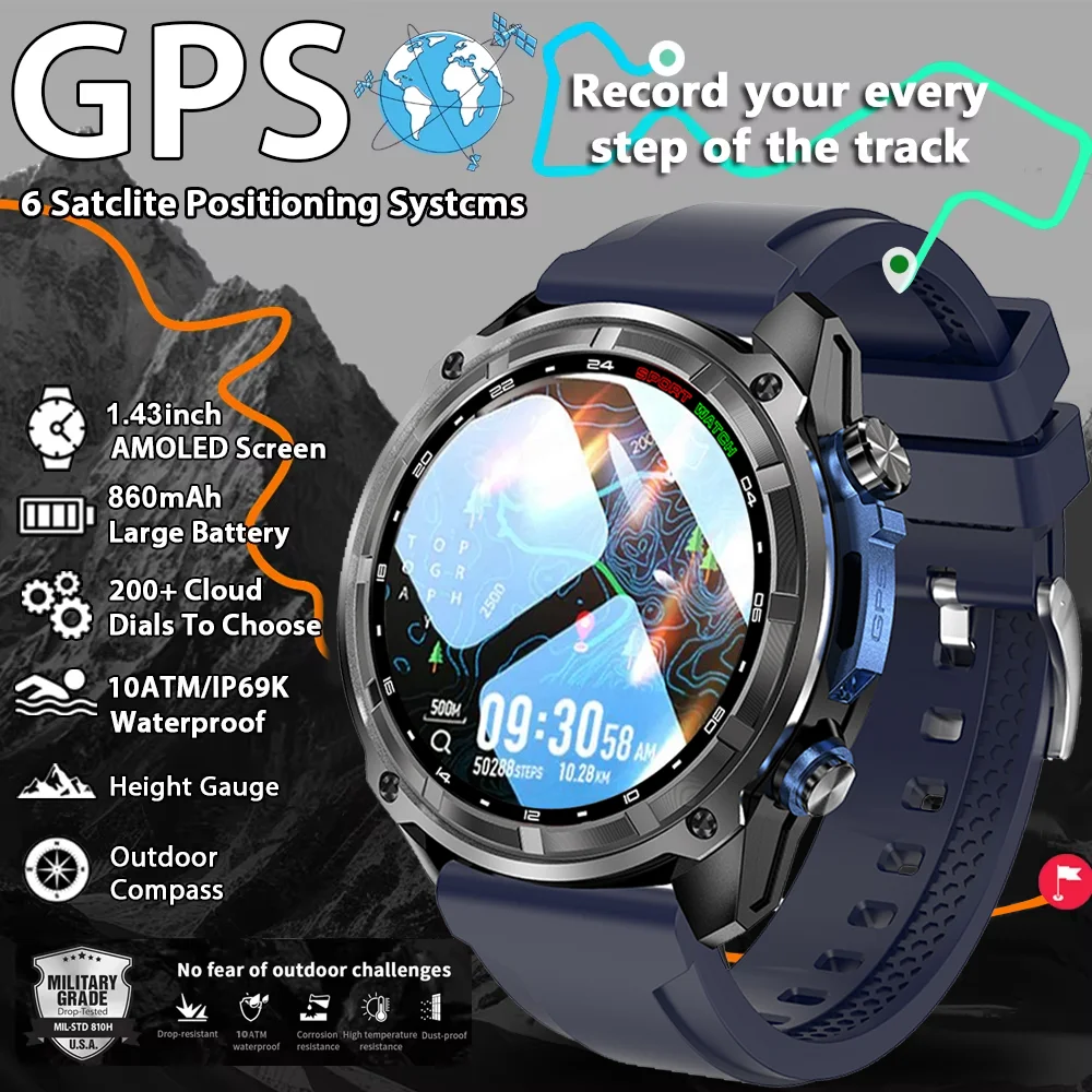 

DT G1 Built-in Dual-band GPS Bluetooth6.0 Smart Watch Smartwatch Map Compass Altimeter IP69K Waterproof AMOLED HD Sports Watches