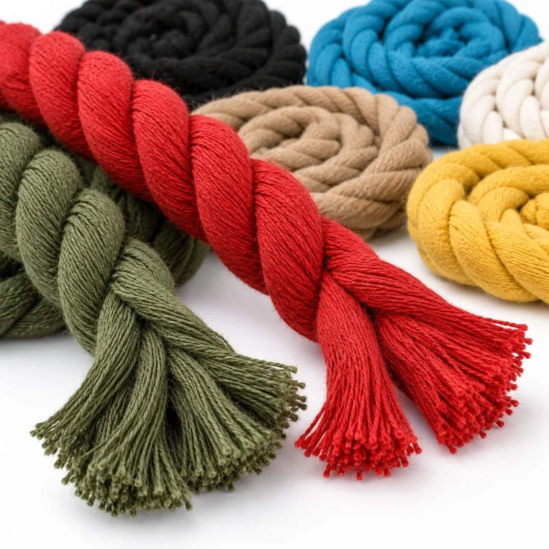 2M 5/12/20mm 3-Strand Cotton Twisted Cord Hat Drawstring Rope Garment Trim DIY Macrame Braid Decorative Craft Sewing Accessories
