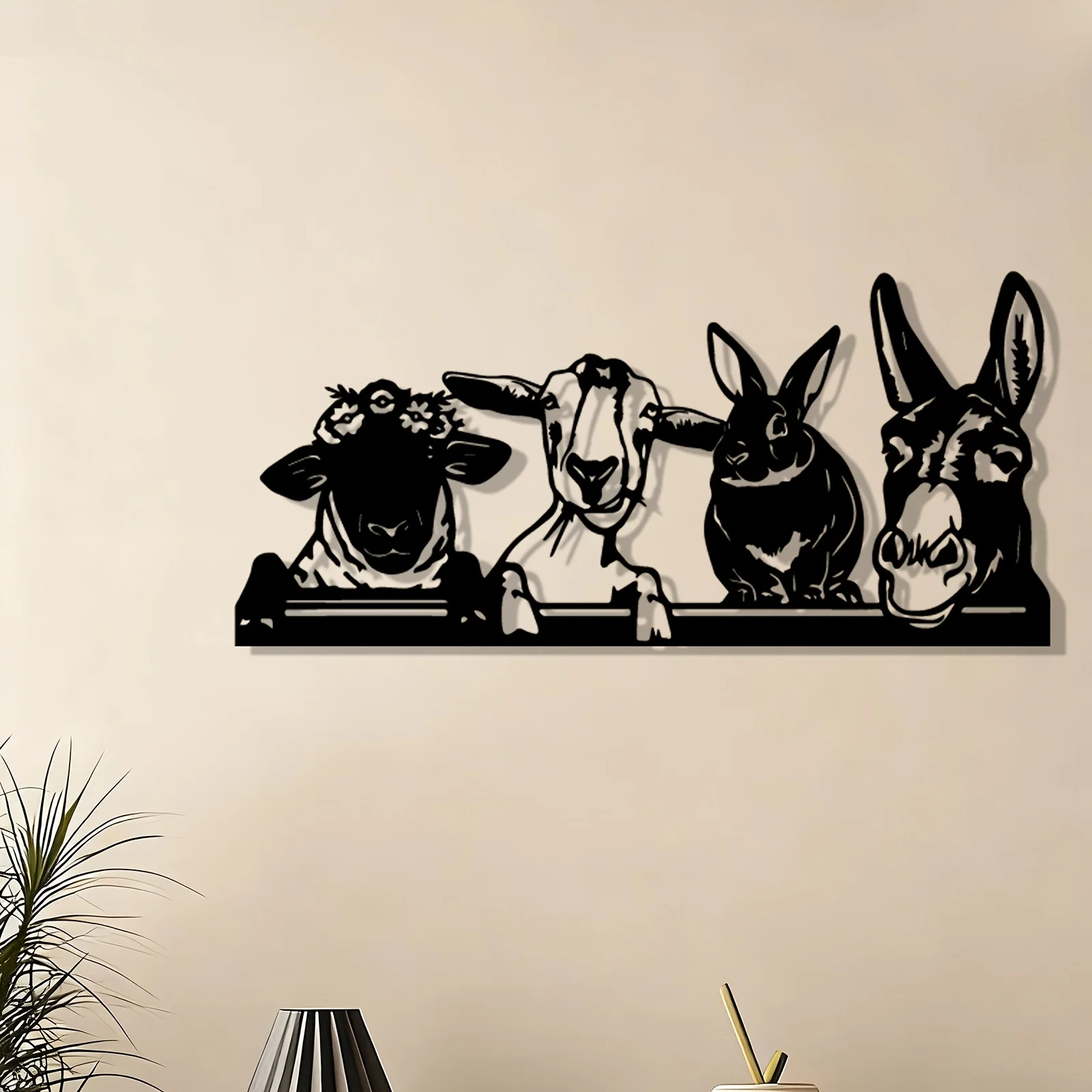 1pc Farm Animal Metal Wall Art, Rustic Iron Decor for Kitchen & Garden, Christmas & Thanksgiving Ornament