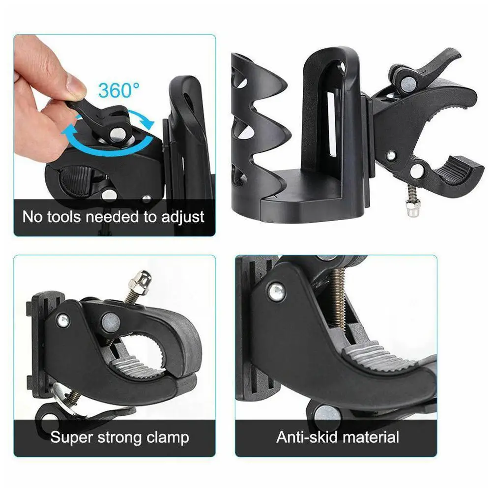 Universal Adjustable Motorcycle Cup Holder Quick Release 360º Degree Rotating Mount Stroller Cup Drink Bracket Mount Clamp