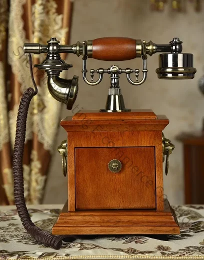 New Solid Wood Retro Old Rotary Telephone Wired Household Landline Antique American Chinese Antique Decorative Telephone Plug-in