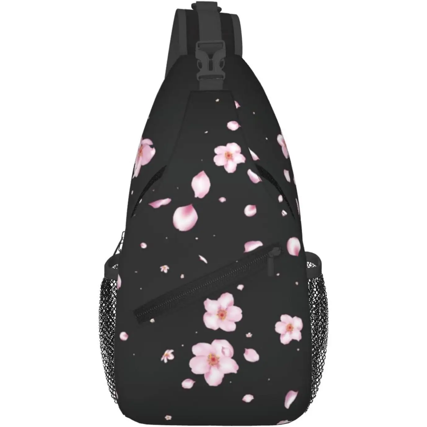 

Розовые цветы с летающими лепестками, нагрудная сумка, повседневный рюкзак на плечо, красивый спортивный рюкзак с цветочным принтом для путешествий и пешего туризма для женщин и мужчин