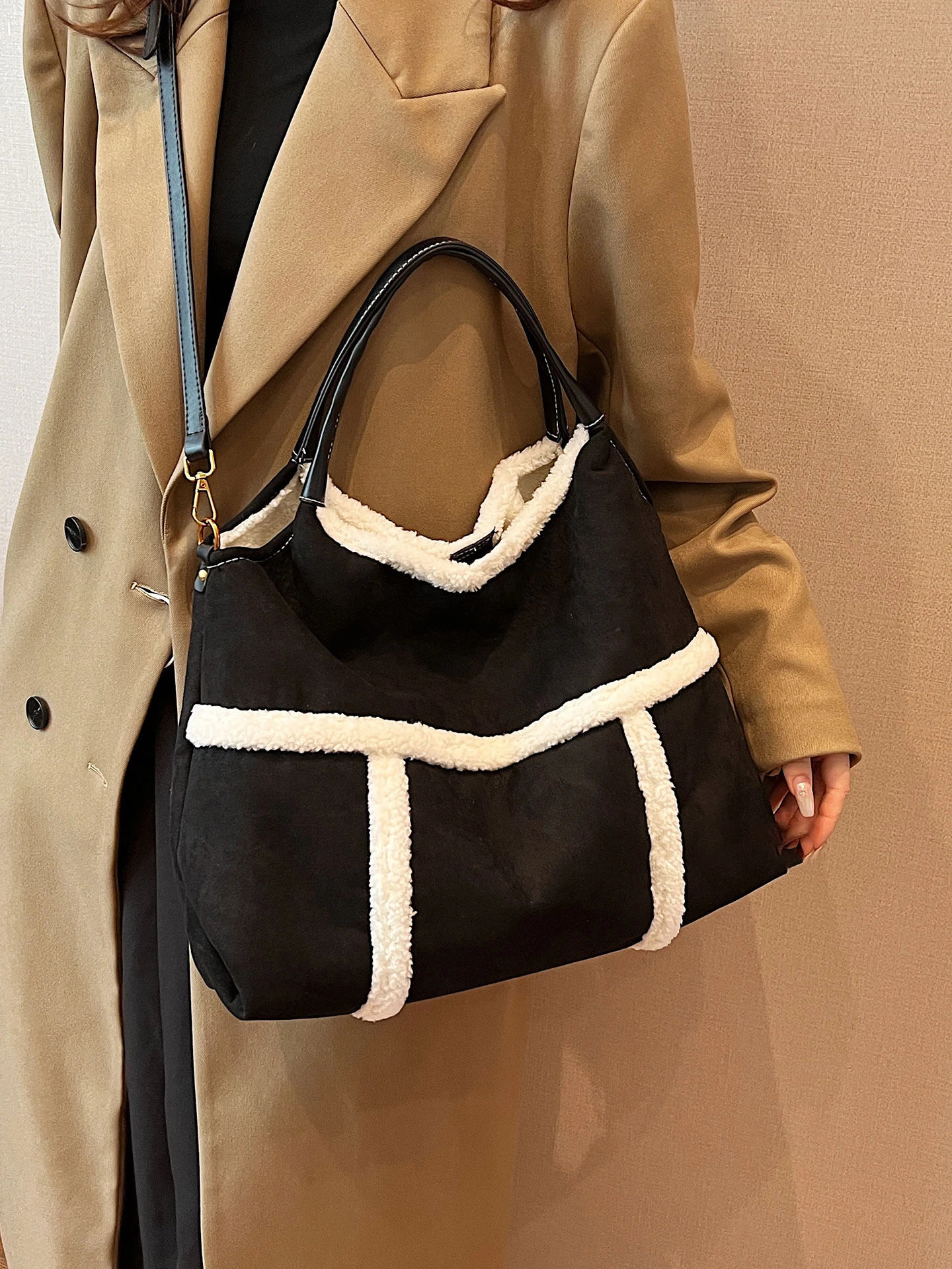 

2025 универсальные элегантные сумки подмышки, большие вместительные осенне-зимние замшевые сумки-тоут, женская простая повседневная сумка через плечо