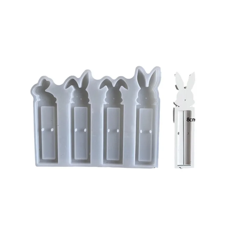 4개입 부활절 토끼 스탠드 실리콘 몰드, 토끼 선물 주조 몰드, DIY 홈 데코용 레진 몰드