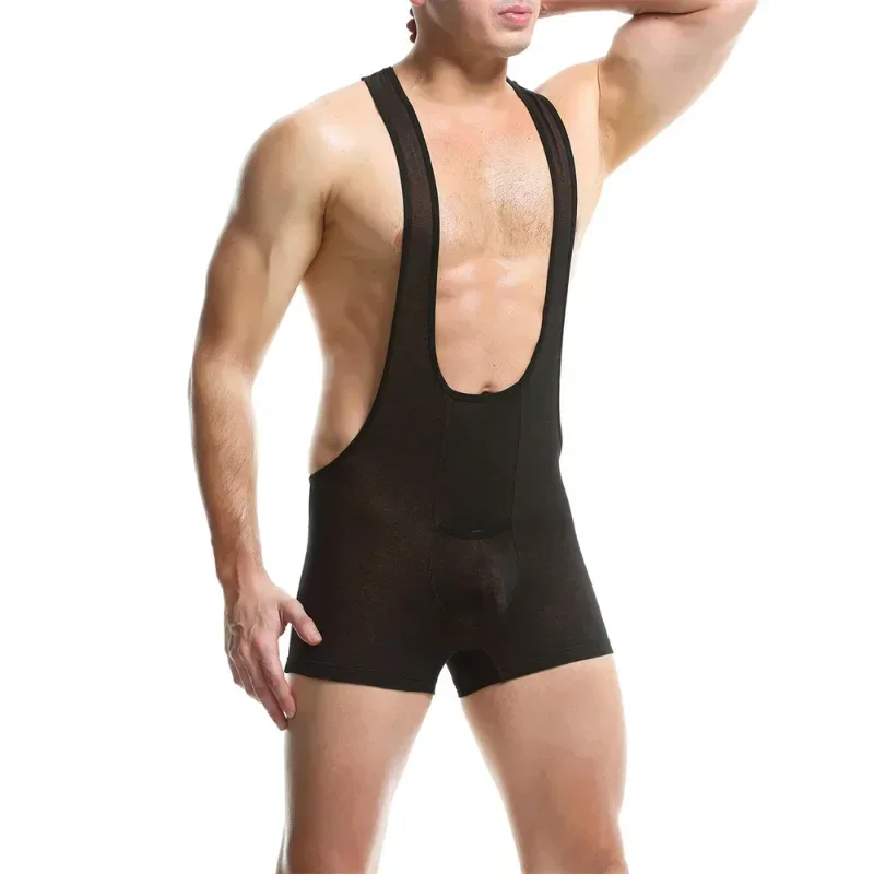 Sexy Mens Jockstrap Undershirts Bodysuits Wrestling Singlet Leotards Bugle Pouch Shorts Sports Jumpsuits Underwear Homme Rompers