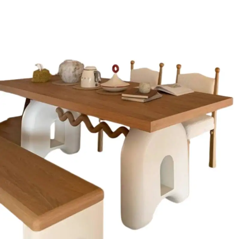 Imagen 7: Mesa de comedor de diseño con patas blancas, muebles de lujo para jardín, mesa de comedor de madera, mesa de conferencias, mesa de jantar para el hogar