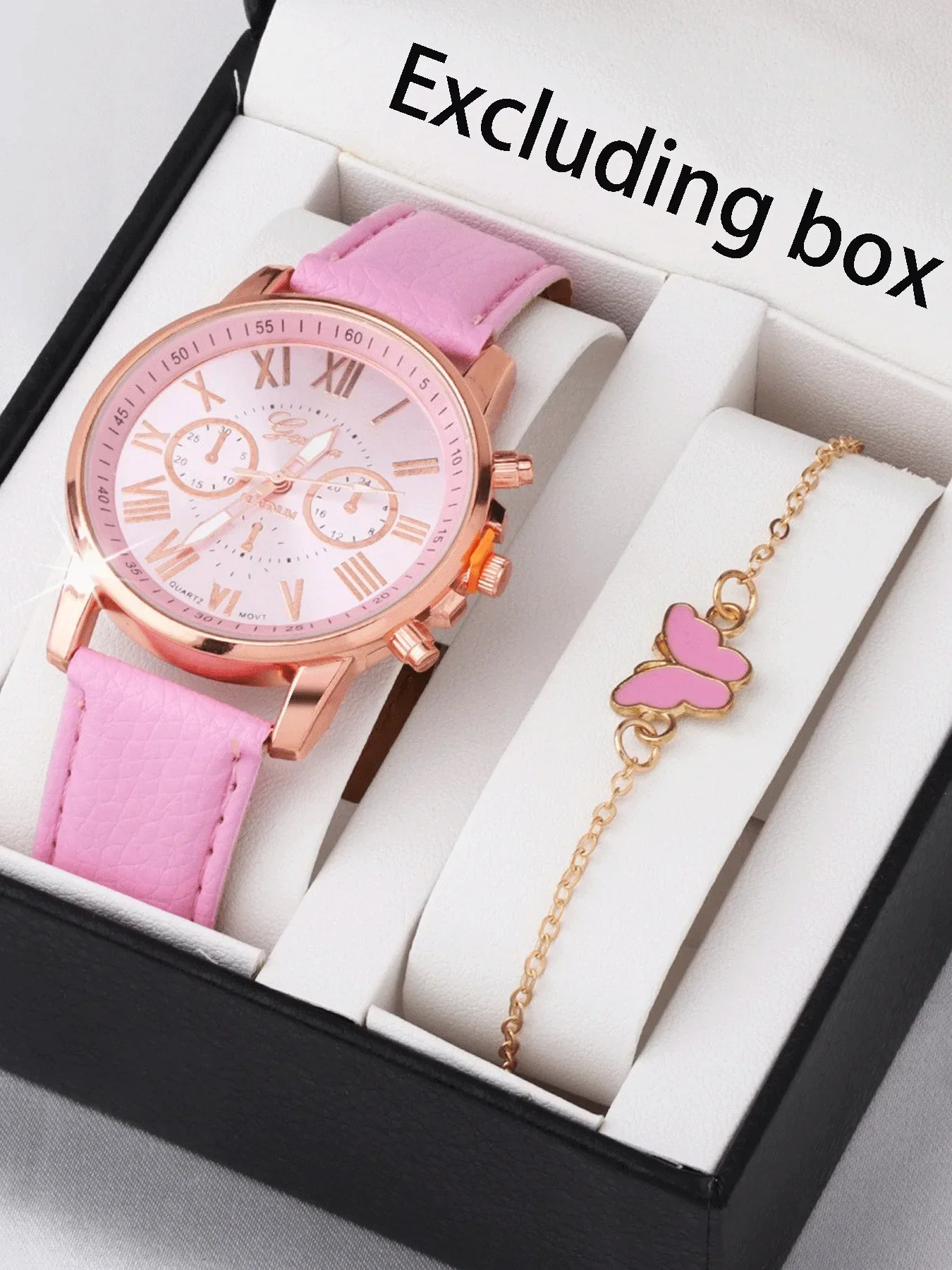 2-piece fashionable round versatile design, light luxury women's watch, women's high-end feel, business temperament set
