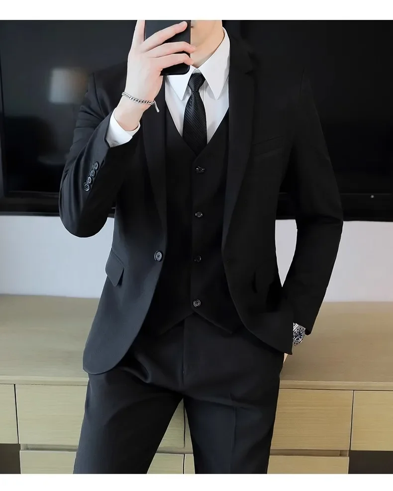 Traje Casual para Hombre, Dos Piezas, Corte Slim Fit, Estilo Formal Coreano, Traje de Novio, Ropa de Vestir Occidental para Novio