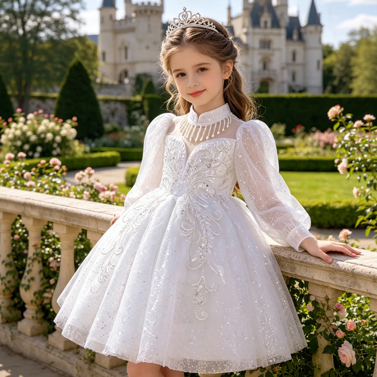 Girls Princess Skirt Spring and Autumn New Lolita Evening Dress Birthday Host Piano Performance Costume