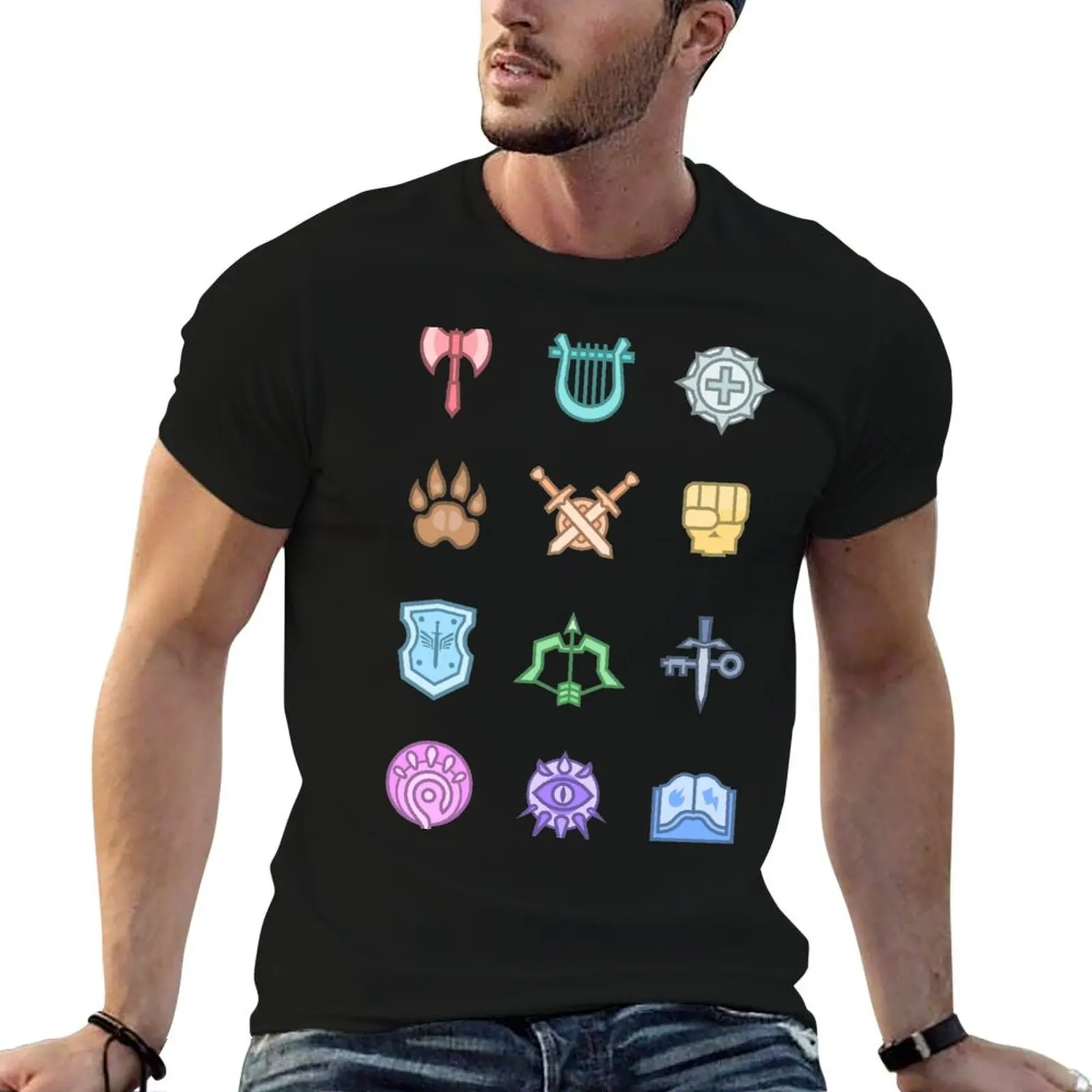 JoCat - A Crap Guide to DnD Colored Sticker Sheet Borderless T-Shirt Big Size Loose Fit Tee Shirt
