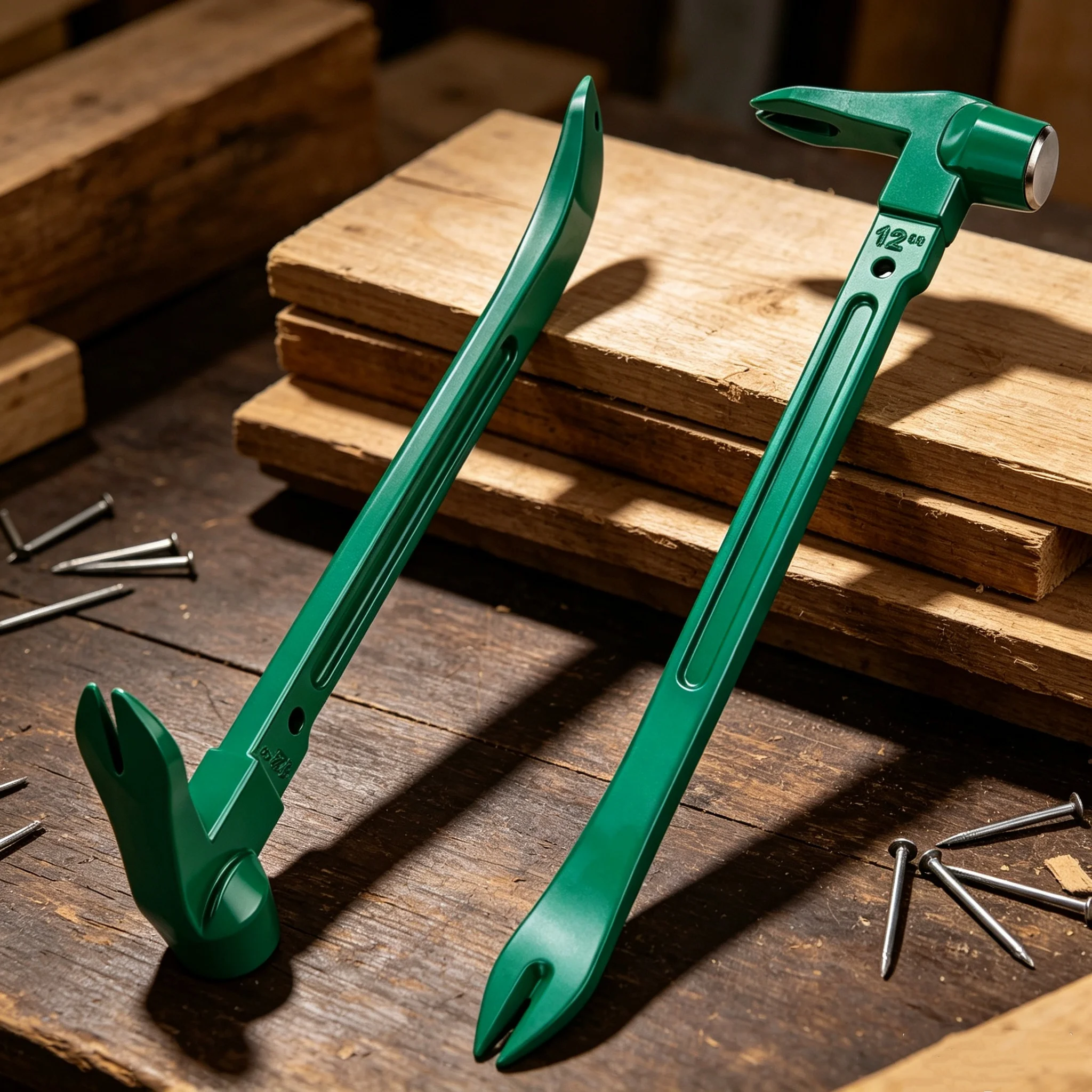 Heavy Duty Pry Bar & Claw Hammer Set All-In-One Nail Puller Crowbar for Woodworking Construction Demolition Nail Remover