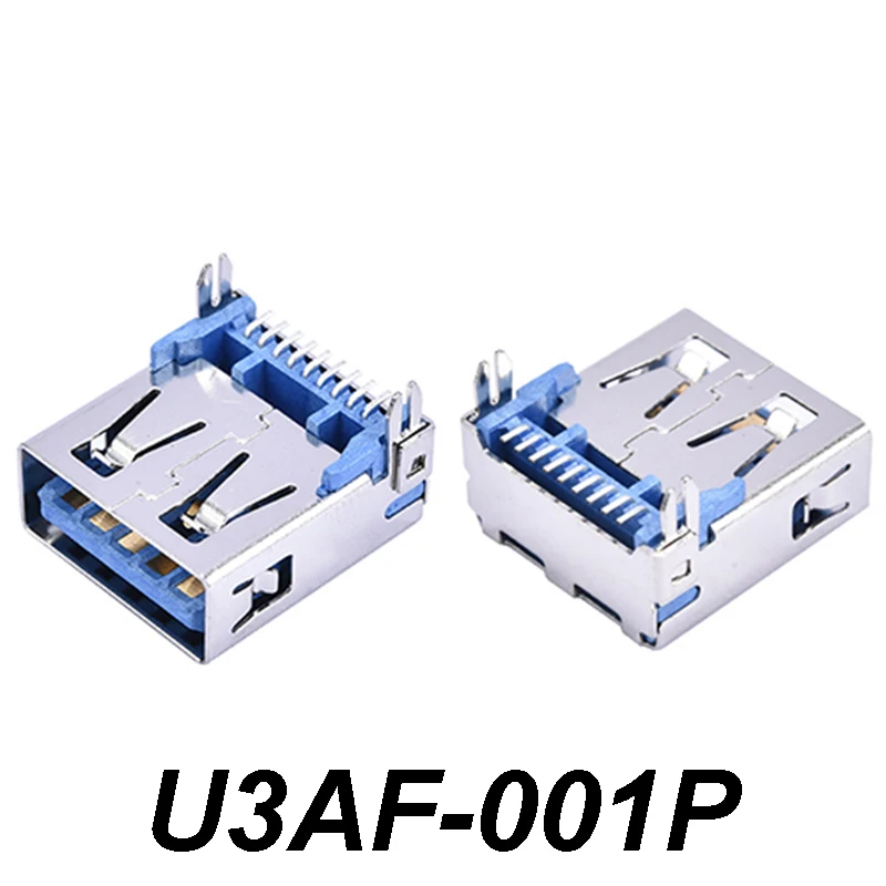 5pcs USB 3.0 Connector Female 90° High-speed Data Transmission USB 3.0 Jack Harpoon