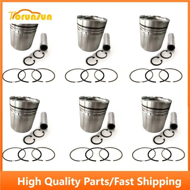 

New 6 Sets STD Piston Kit With Ring 35A17-30100 Fit For Mitsubishi S6A3 Engine 145MM