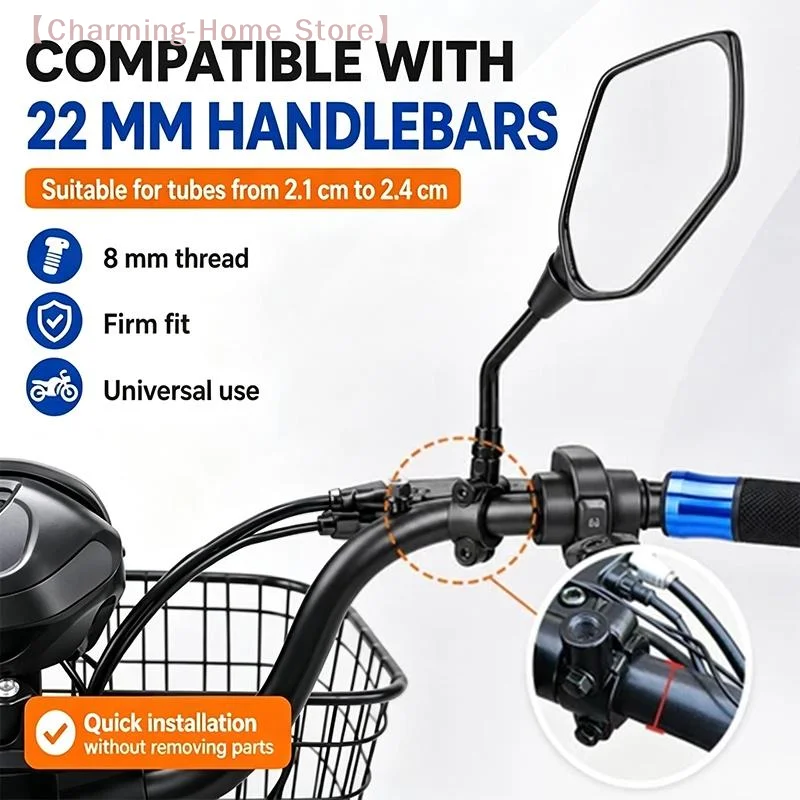【M】2Pcs Rearview Mirror Support Clamps For Motorcycle/Bicycle Handlebars 22mm 7/8