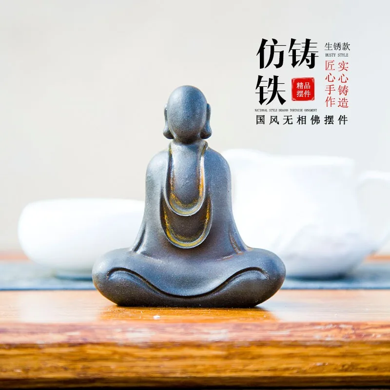New Chinese Style Zen Faceless Buddha Statue Handmade Resin Art Decor for Home Living Room Desktop Ornament