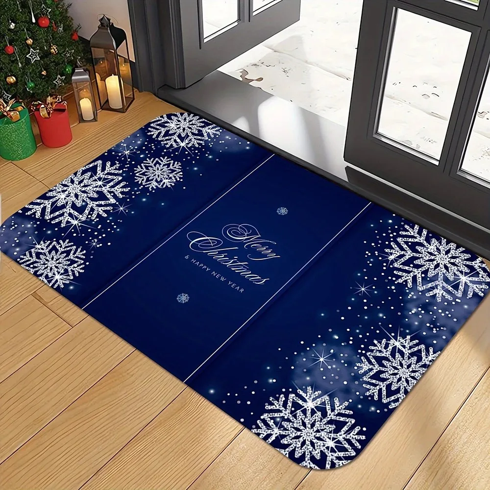 1pc Christmas Red Door Mat with Bow , Holiday Indoor and Outdoor Rear Front Door Welcome Mat Winter Door Mat.