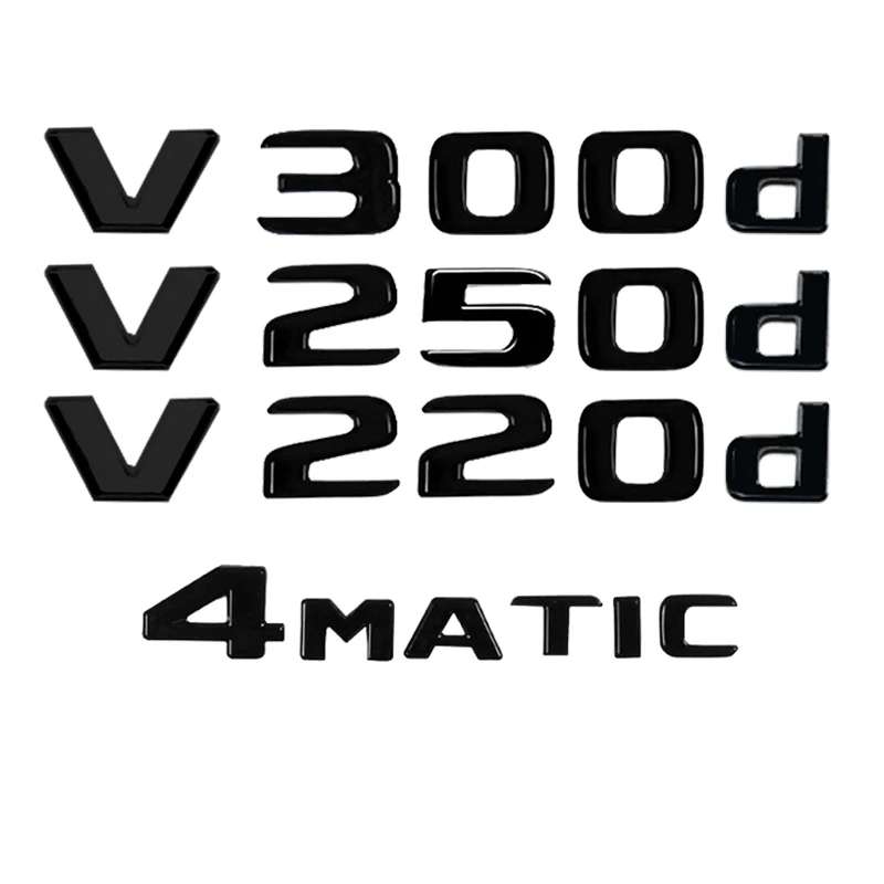 Placa de identificación para maletero de coche, pegatina con emblema de logotipo y letras para Mercedes Benz Clase V W447 V250d V300d V350d V220d 4MATIC, accesorios