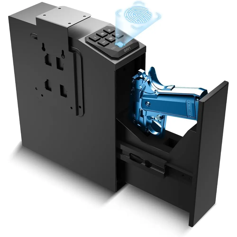 

Biometric Security Handgun with 3-Way Quick Access and Silent Mode for Nightstand Storage