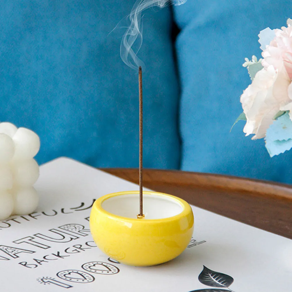 Mini Ceramic Incense Stick Holder with Deep Ash Bowl for Home, Office, Teahouse – Indian & Arab Style