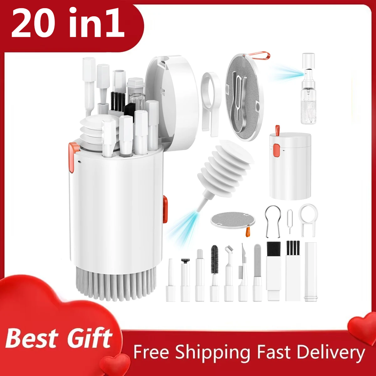 20 in 1 Cleaner Kit for Laptop Keyboard iPhone Airpods iPad  Camera Computer Headphone with Blower & Screens Cleaners Spray