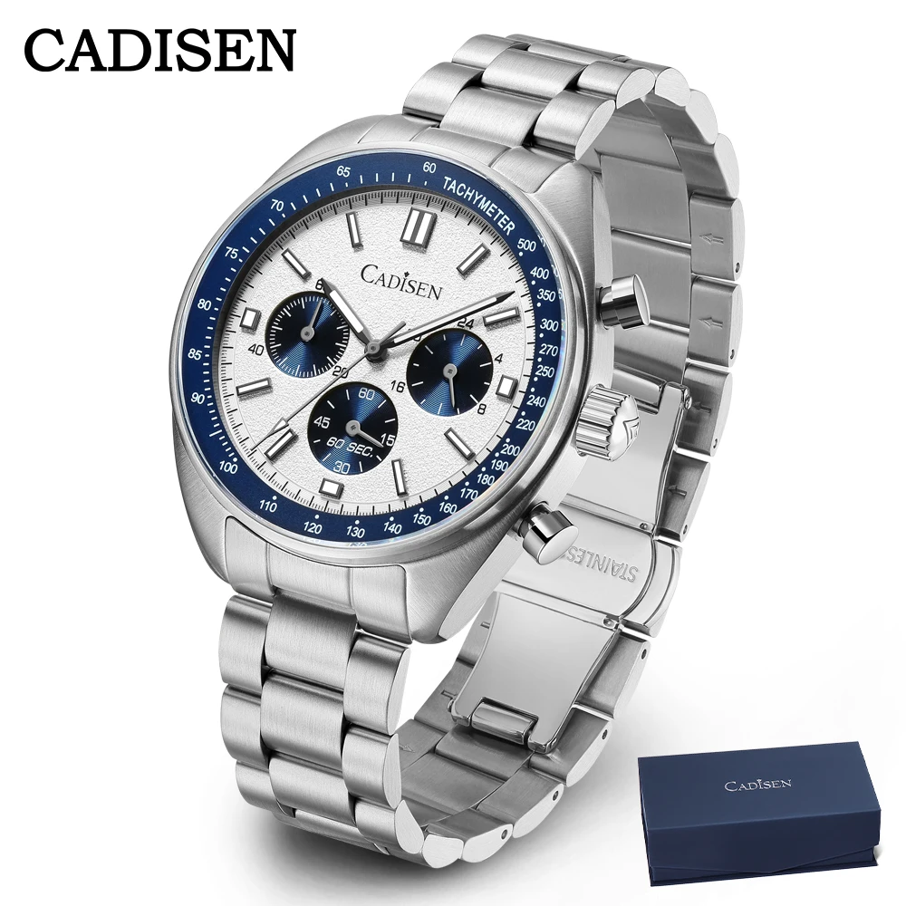 CADISEN 2026 New Men Watches Quartz Business Watches Japan VD53 Mens Clock Watch Men Chronograph Watch for Men Gift With Box