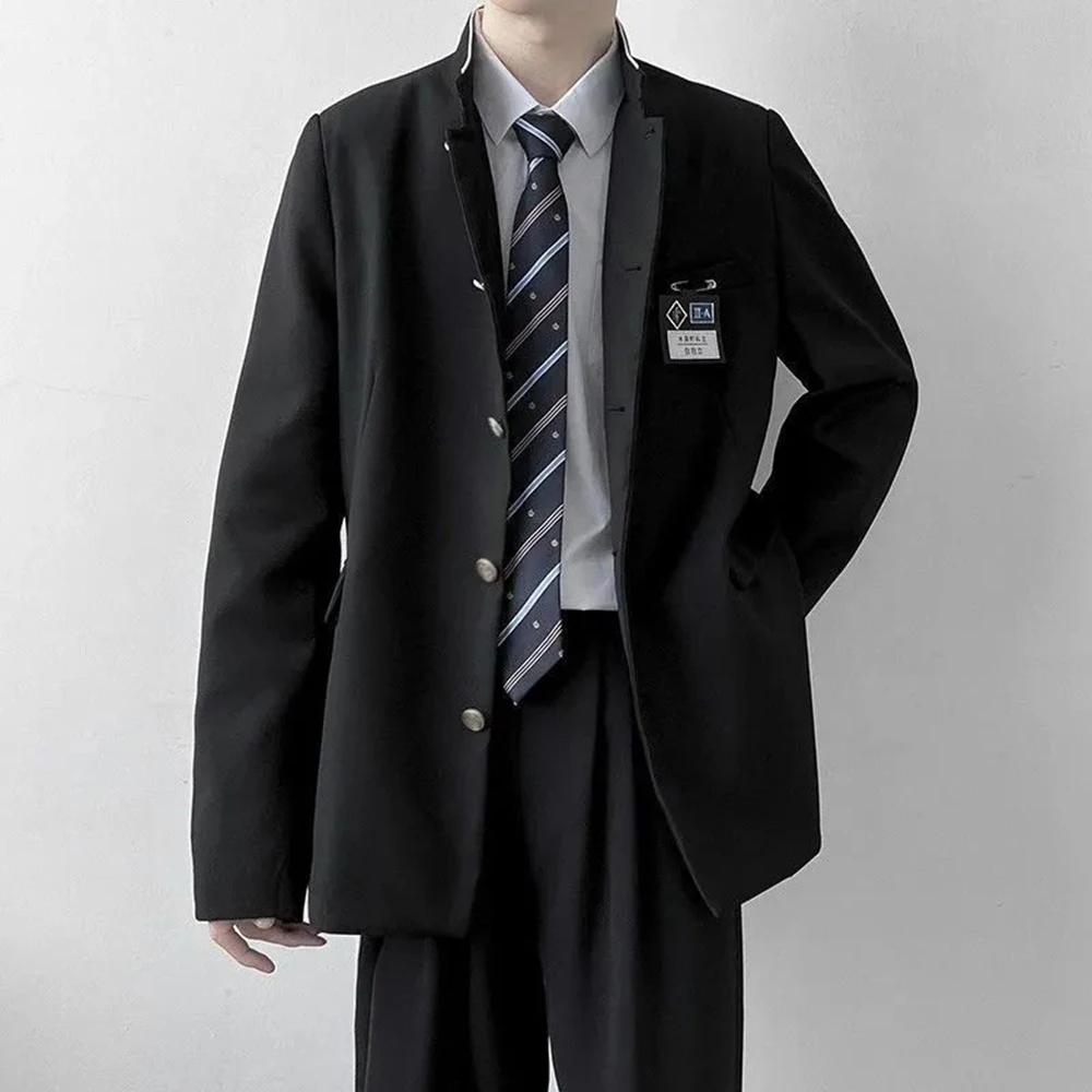 

Mens Japanese College Student Uniform Jacket 2024 New Spring College Style School Uniform Stand Collar Blazer Slim Fit Unisex