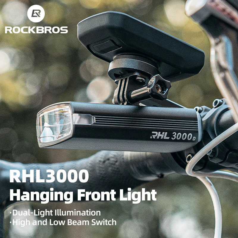 ROCKBROS Bicycle Head Light 3000LM High Brightness Lightweight Aluminum Alloy Front Light Type-C Charging Light Bike Accessories
