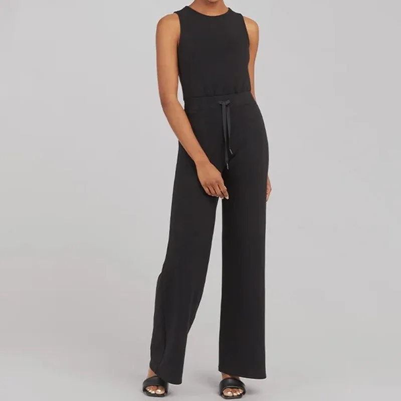 Zomermouwtjes Skinny Outfits Met Trekkoord Laten Zien In Stijl Gebreide Overall Mode Hoge Taille Zakken Solide Jumpsuit Voor Dames